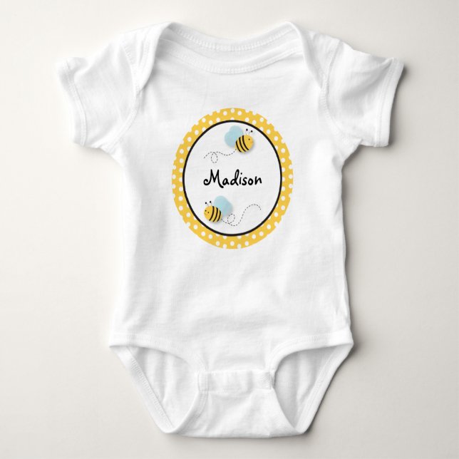 Sweet Bumble Bee Personalized Baby T-Shirt Baby Bodysuit (Front)