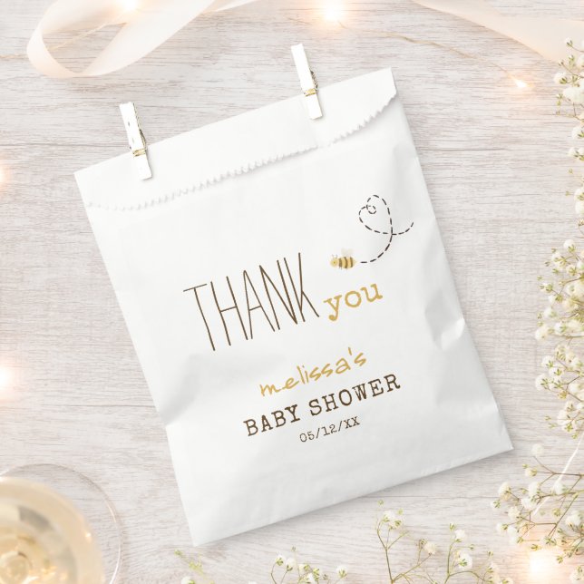 Sweet Bumble Bee Thank You Baby Shower Favor Bag (Clipped)