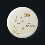 Sweet Bumblebee Baby Shower Auntie To Bee Button<br><div class="desc">Introducing our sweet bumblebee baby shower auntie to bee button, perfect for a delightful, gender-neutral celebration! This joyful design features an adorable bumblebee theme with sweet heart trails, creating a whimsical, boho-inspired watercolor scene ideal for welcoming a little boy or girl in a bright cheerful way. If you have any...</div>