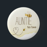 Sweet Bumblebee Baby Shower Auntie To Bee Button<br><div class="desc">Introducing our sweet bumblebee baby shower auntie to bee button, perfect for a delightful, gender-neutral celebration! This joyful design features an adorable bumblebee theme with sweet heart trails, creating a whimsical, boho-inspired watercolor scene ideal for welcoming a little boy or girl in a bright cheerful way. If you have any...</div>