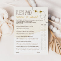 Sweet Bumblebee Guess Who Mommy Or Daddy Game Card