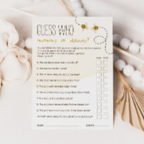 Sweet Bumblebee Guess Who Mommy Or Daddy Game Card
