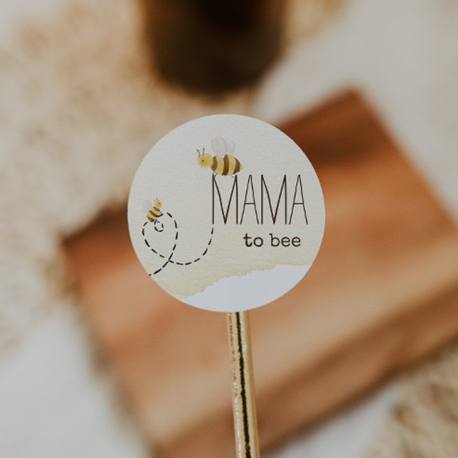 Sweet Bumblebee Mama to Bee Baby Shower Favor Classic Round Sticker (Creator Uploaded)