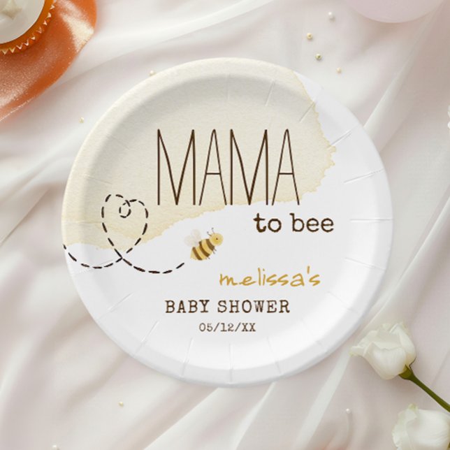 Sweet Bumblebee Mama To Bee Baby Shower Paper Plates (Creator Uploaded)