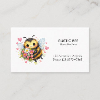 Sweet Bumblebee with a Floral Bouquet Business Card