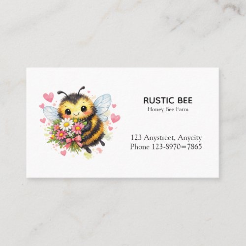 Sweet Bumblebee with a Floral Bouquet Business Card