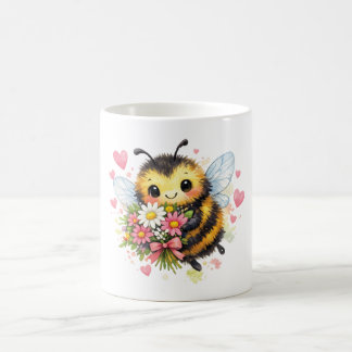 Sweet Bumblebee with a Floral Bouquet Coffee Mug