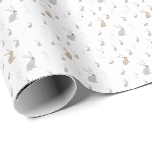 Sweet Bunnies-White Wrapping Paper (Roll Corner)