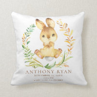 Sweet Bunny Baby Birth Stats Pillow