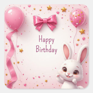 Sweet Bunny Baby Birthday 🐰 Square Sticker