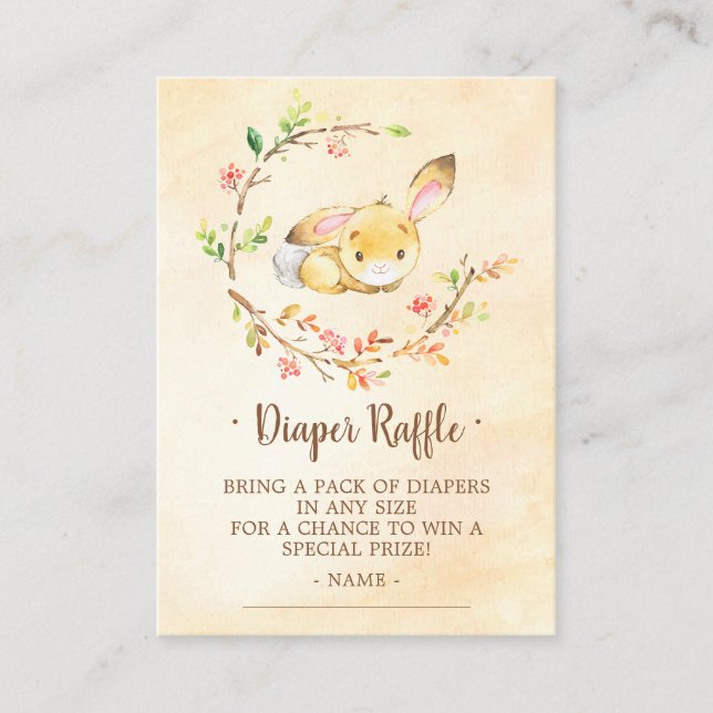 Sweet Bunny Baby Shower Diaper Raffle Ticket Enclosure Card (Front)