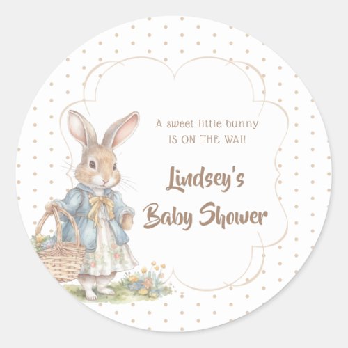 Sweet Bunny Baby Shower for a Girl on the Way Classic Round Sticker