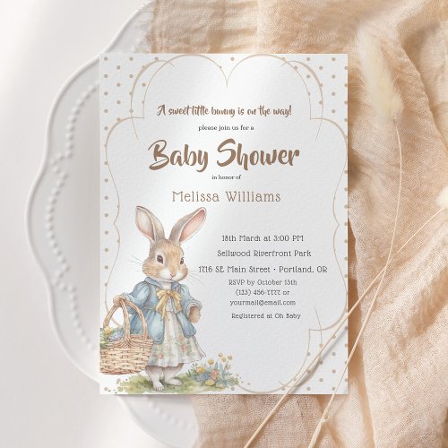 Sweet Bunny Baby Shower for a Girl on the Way Invitation