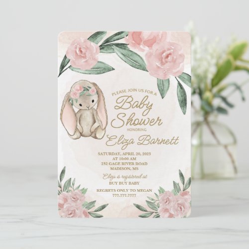 Sweet Bunny Baby Shower Invitation 