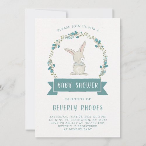 Sweet Bunny Baby Shower Invitation
