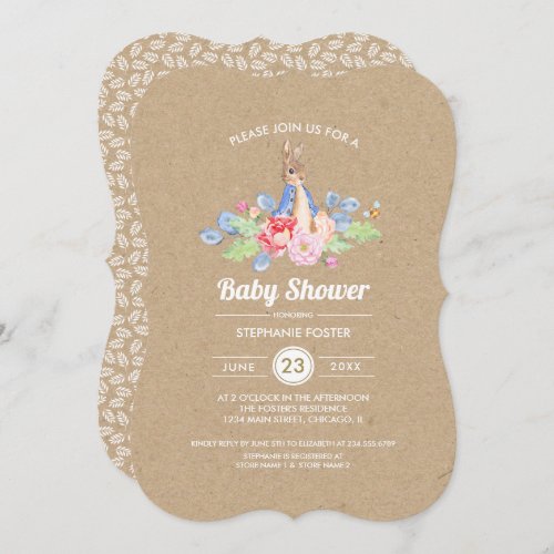 Sweet Bunny Baby Shower Kraft Paper Invitation