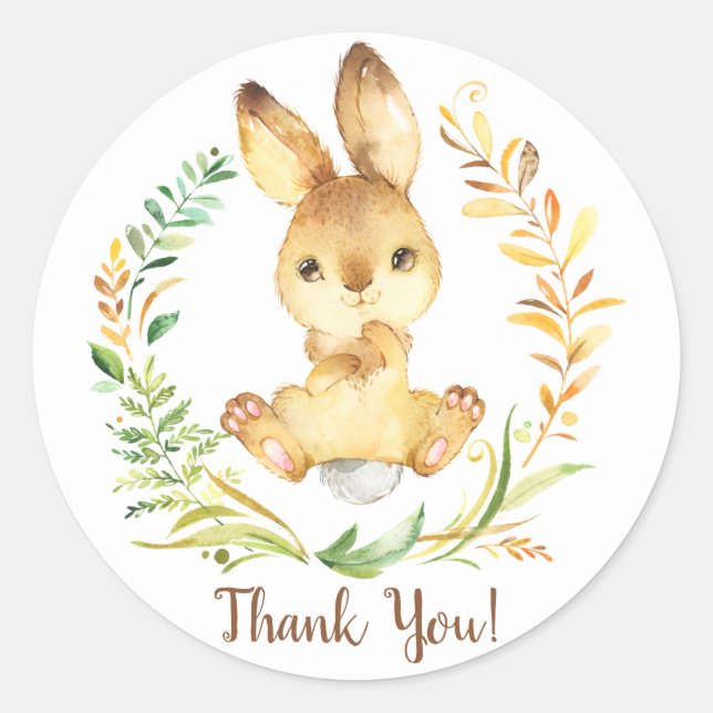 Sweet Bunny Baby Shower Thank You Favor Sticker (Front)