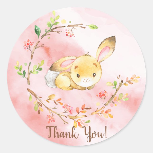 Sweet Bunny Baby Shower Thank You Favor Sticker (Front)