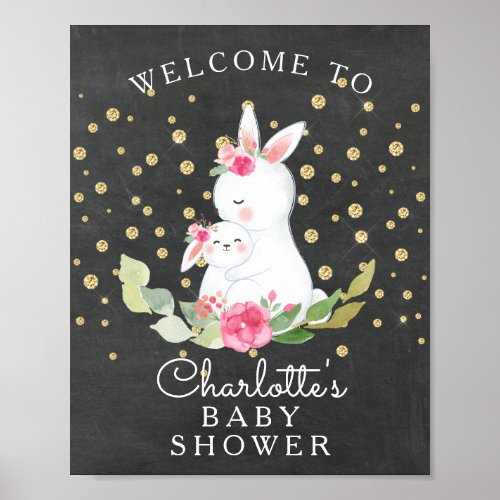 Sweet Bunny Baby Shower  Welcome Sign