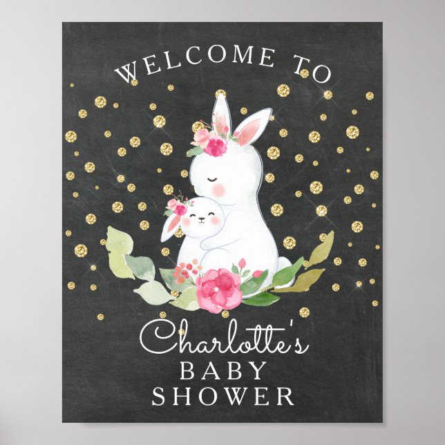 Sweet Bunny Baby Shower  Welcome Sign (Front)