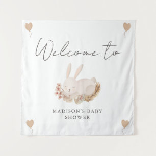 Sweet Bunny Baby Shower Welcome Tapestry