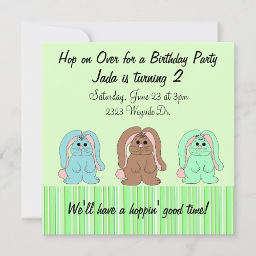 Sweet Bunny Birthday Invitation