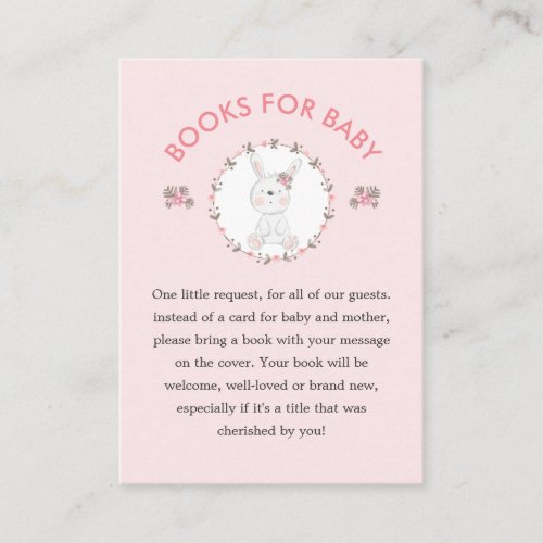 Sweet Bunny Books for Baby Baby Shower Enclosure Card