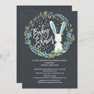 Sweet Bunny Boys Baby Shower Invitation