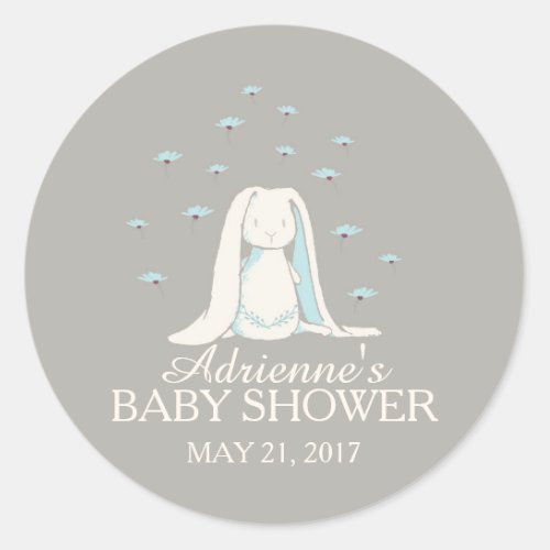 Sweet Bunny Boys Baby Shower Sticker