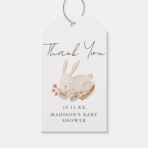 Sweet Bunny Calligraphy Baby Shower Thank You Gift Tags