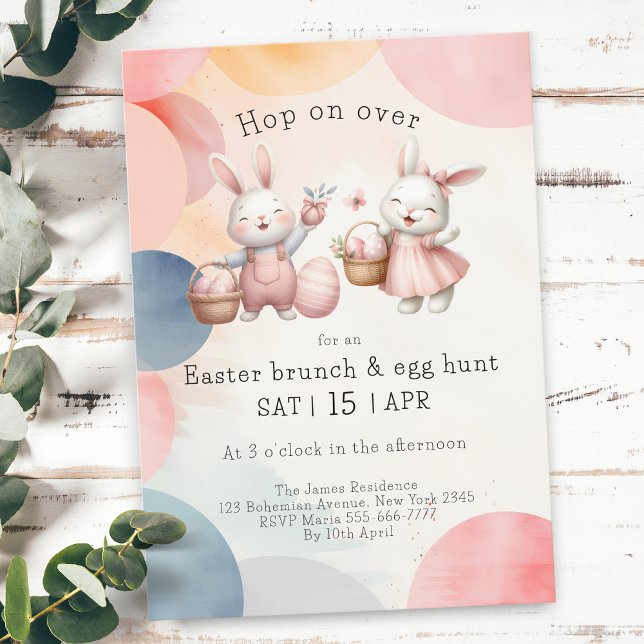 Sweet bunny easter brunch & egg hunt invitation (Creator Uploaded)