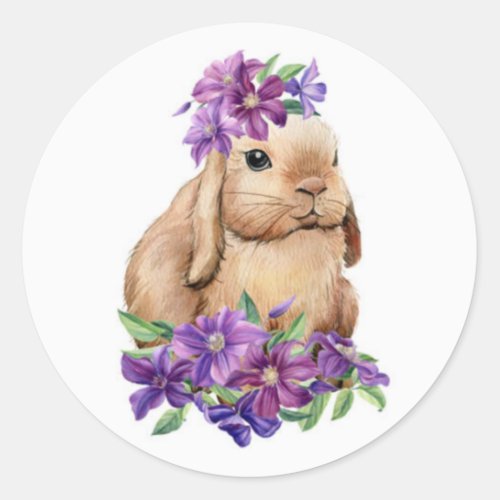 Sweet Bunny Easter Classic Round Sticker