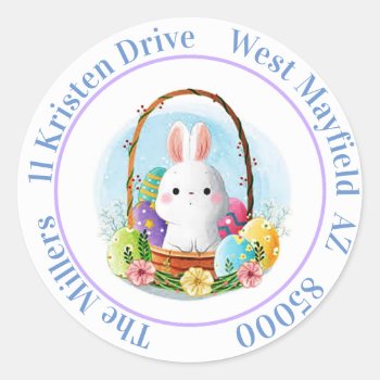 Sweet Bunny Easter Classic Round Sticker by ZazzleHolidays at Zazzle
