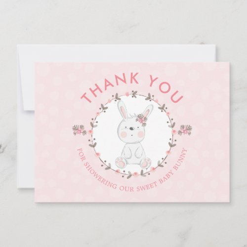 Sweet Bunny Floral Baby Shower Thank You Photo Note Card