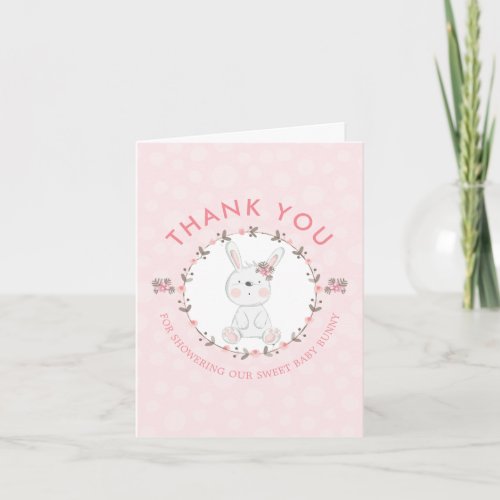 Sweet Bunny Floral Baby Shower Thank You Photo Note Card