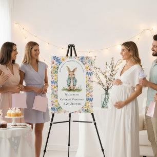 Sweet Bunny Floral Baby Shower Welcome Foam Board