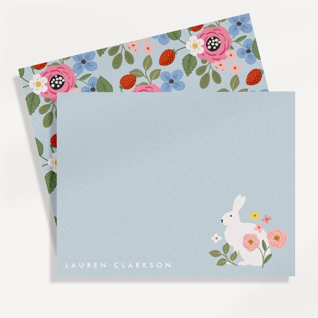 Sweet Bunny Floral Easter Note Card (Creator Uploaded)