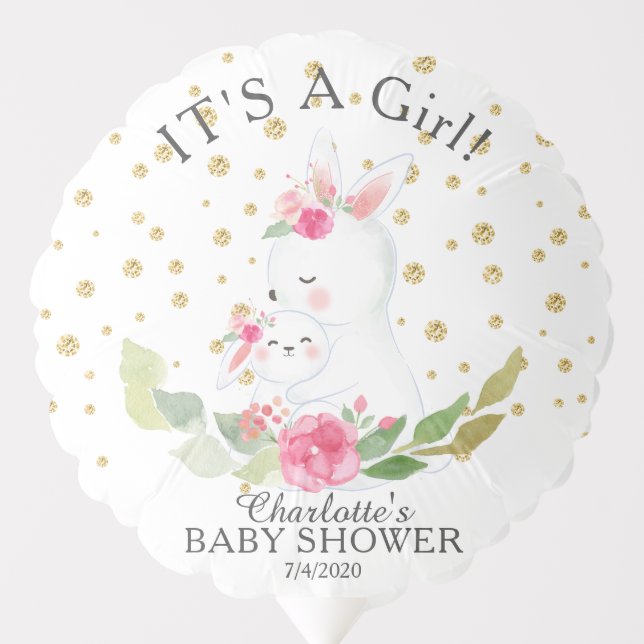 Sweet Bunny Girls Baby Shower Balloon (Front)