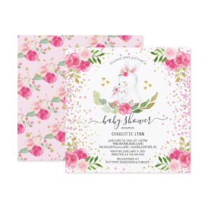 Sweet Bunny Girls Baby Shower Invitation