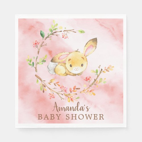 Sweet Bunny Girls Baby Shower Paper Napkins