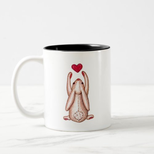 Sweet Bunny Heart Somebunny Loves You Two_Tone Coffee Mug