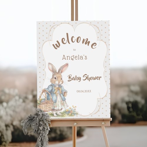 Sweet Bunny Is On The Way Girl Baby Shower Welcome Foam Board