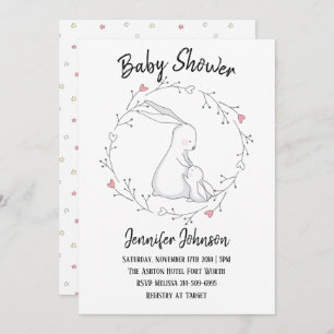 Sweet Bunny Love Gender Neutral Baby Shower Invitation