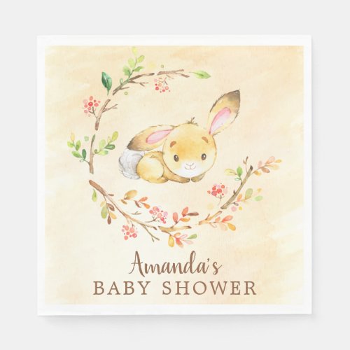 Sweet Bunny Neutral Baby Shower Paper Napkins