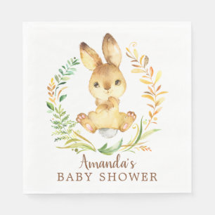 Sweet Bunny Neutral Baby Shower Paper Napkins