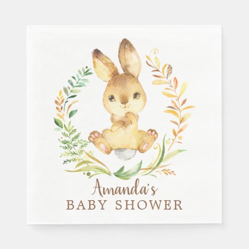 Sweet Bunny Neutral Baby Shower Paper Napkins