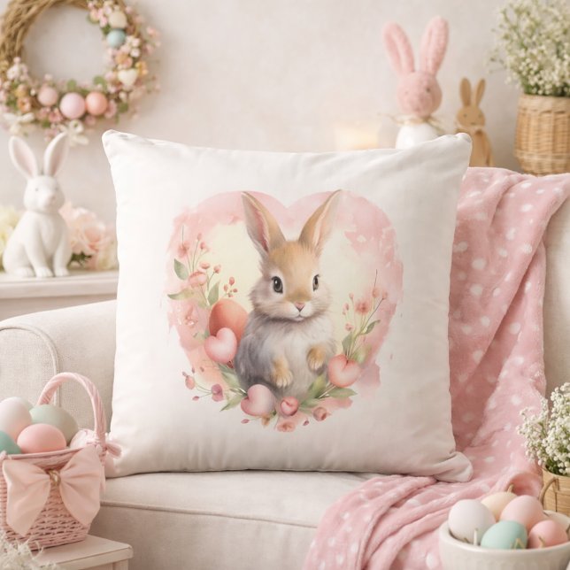 Sweet Bunny Nursery Spring Throw Pillow (Creator Uploaded)