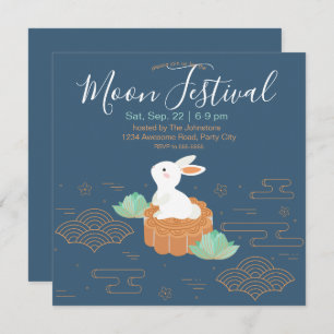Sweet Bunny on Mooncake Mid-Autumn Festival Invitation