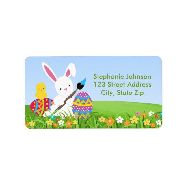 Sweet Bunny Paint Easter Eggs Address Label (Front)
