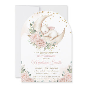 Sweet Bunny Pink Blush Floral Baby Shower Arch Invitation